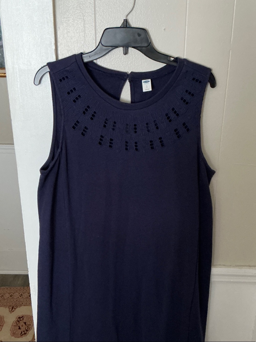 Old Navy Navy Sleeveless Eyelet Yoke Mini Dress